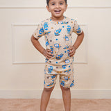 Cream Robos Shorts Set (Unisex)