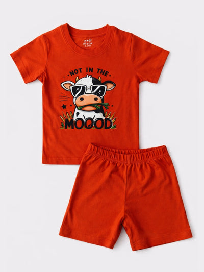 Orange Cow Mood Shorts Set (Unisex)