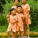 Orange Stripes Shorts Set (Unisex)