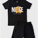 Black Nice Meet Shorts Set (Unisex)