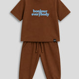 Brown Bonjour Oversized Joggers Set (Unisex)