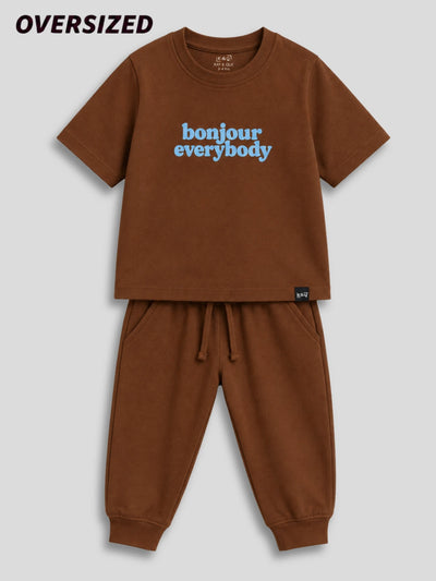 Brown Bonjour Oversized Joggers Set (Unisex)