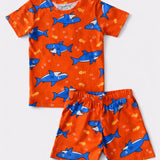Orange Blue Shark Coord Set with Shorts (Unisex)