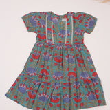 Green Red Blossom Frock (Cotton)