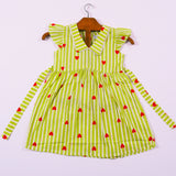 Green Stripes Heart Frock (Cotton)