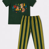 Dark Green Bear Pyjama Set (Unisex)