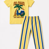 Yellow Blue Aloha Pyjama Set (Unisex)