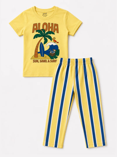 Yellow Blue Aloha Pyjama Set (Unisex)