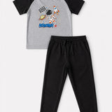 Grey Black Astro Oversized Joggers Set (Unisex)