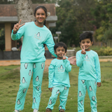 Light Blue Penguin Full Sleeve Pyjama Set (Unisex)