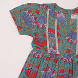 Green Red Blossom Frock (Cotton)