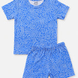 Blue Abstract Shorts Set (Unisex)