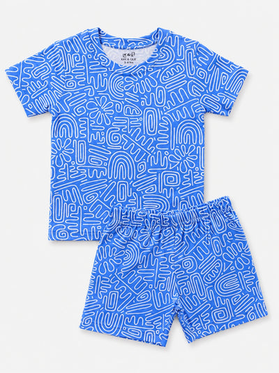 Blue Abstract Shorts Set (Unisex)
