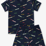 Navy Crayons Coord Set with Shorts (Unisex)