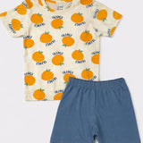 Offwhite Grey Orange Contrast Shorts Set (Unisex)