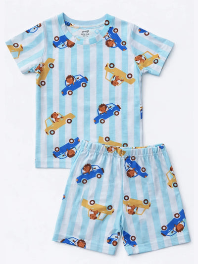 White stripe Cars Shorts Set (Unisex)