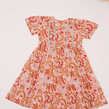 Light Pink Red Floral Frock (Cotton)