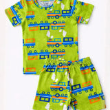 Green Trains Coord Set with Shorts (Unisex)