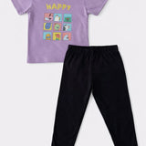 Purple Black Happy Jogger Set (Unisex)