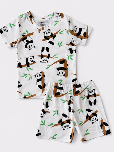 White Panda Coord Set with Shorts (Unisex)