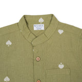 Green Handloom Heart Set (Cotton)