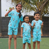 Light blue Penguin Coord Set with Shorts (Unisex)