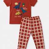 Red White Dino Pyjama Set (Unisex)