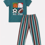Teal Brown Sports Pyjama Set (Unisex)
