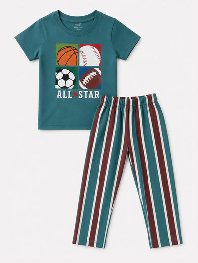 Teal Brown Sports Pyjama Set (Unisex)