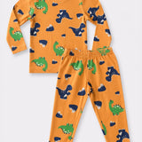 Orange Dino Full Sleeve Pyjama Set (Unisex)