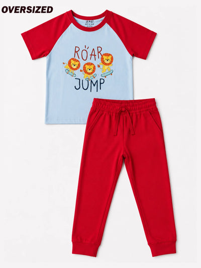 Blue Red Lion Oversized Joggers Set (Unisex)