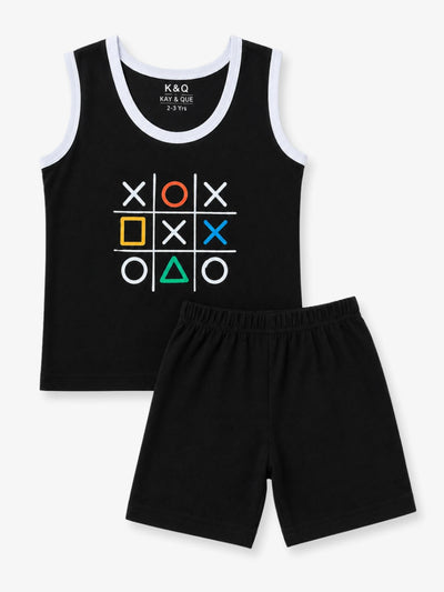 Black XO Sleeveless with Shorts (Unisex)
