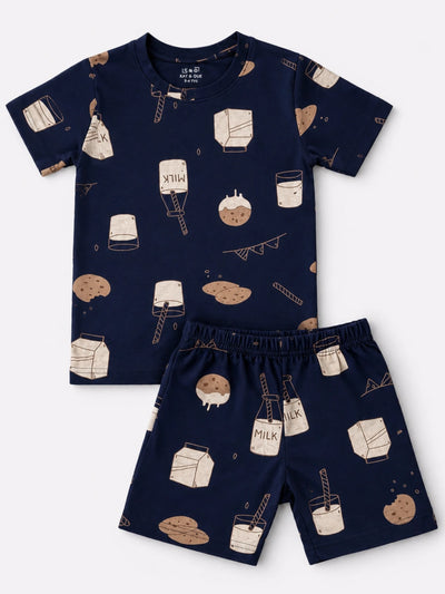 Navy Milk Coord Set with Shorts (Unisex)