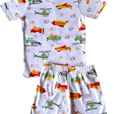 White Aeroplanes Coord Set with Shorts (Unisex)