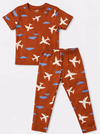 Rust Aeroplane Pyjama Set (Unisex)