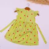 Green Stripes Heart Frock (Cotton)