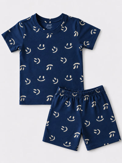 Denim Smilie Coord Set with Shorts (Unisex)