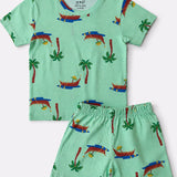 Green Kerala Boats Shorts Set (Unisex)