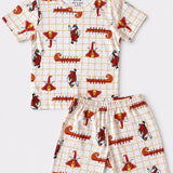 White Checked Onam Shorts Set (Unisex)