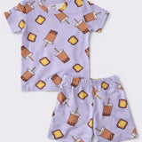 Purple Boba Toast Shorts Set (Unisex)