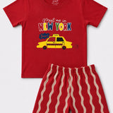 Red Stripe Taxi Shorts Set (Unisex)
