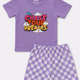 Purple Checked Dreams Shorts Set (Unisex)