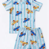White stripe Cars Shorts Set (Unisex)