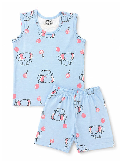 Blue Elephant Sleeveless with Shorts (Unisex)
