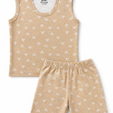Cream Abstract Sleeveless with Shorts (Unisex)