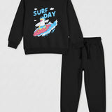 Black Surfday Fleece Full Sleeve Set (Unisex)
