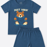 Denim Vibin Bear Shorts Set (Unisex)