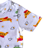 White Aeroplanes Coord Set with Shorts (Unisex)