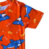 Orange Blue Shark Coord Set with Shorts (Unisex)