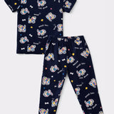 Navy Colour Dogs Pyjama Set (Unisex)
